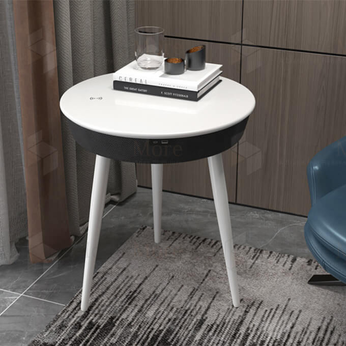 Round Side Table With Speaker & Charger 07