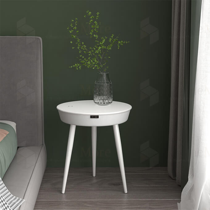 Round Side Table With Speaker & Charger 06