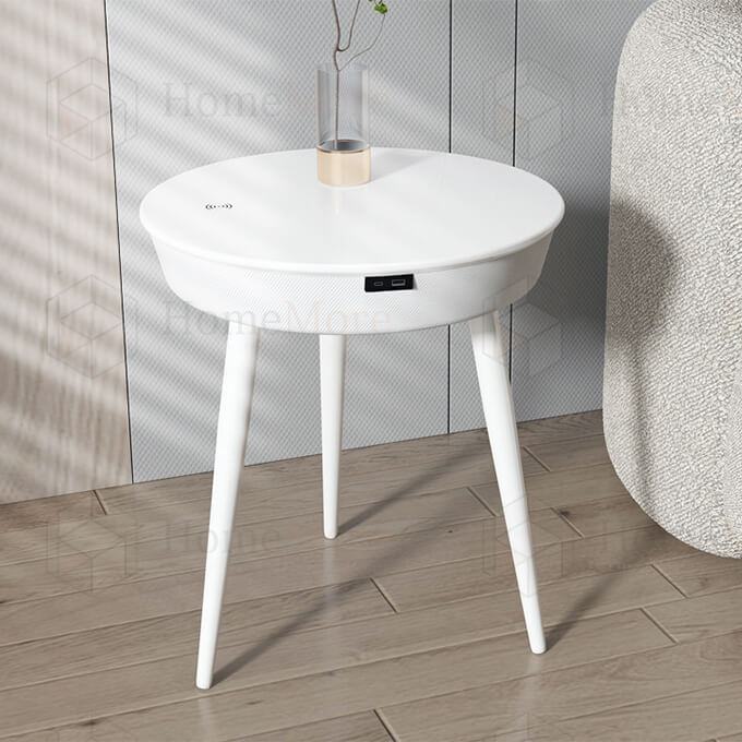 Round Side Table With Speaker & Charger 04