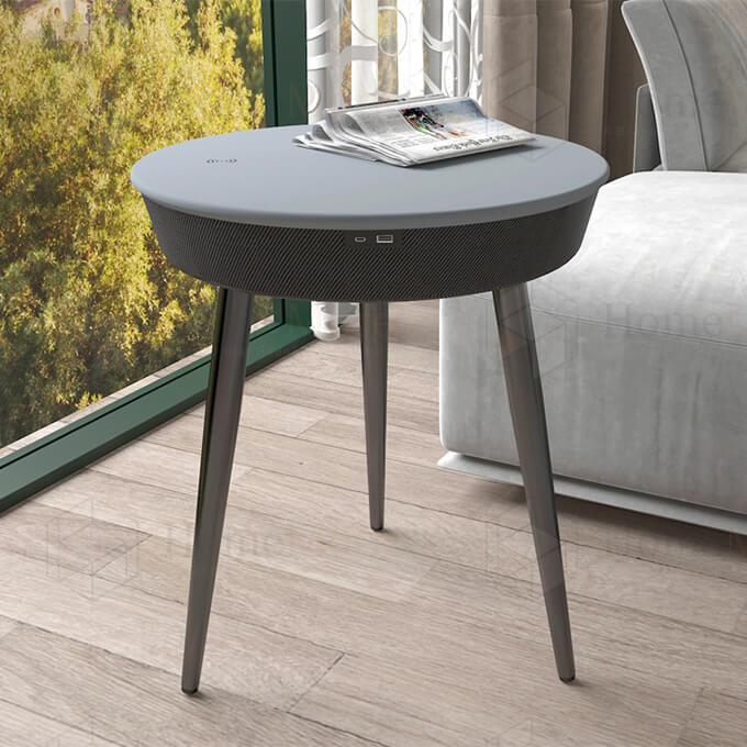Round Side Table With Speaker & Charger 03