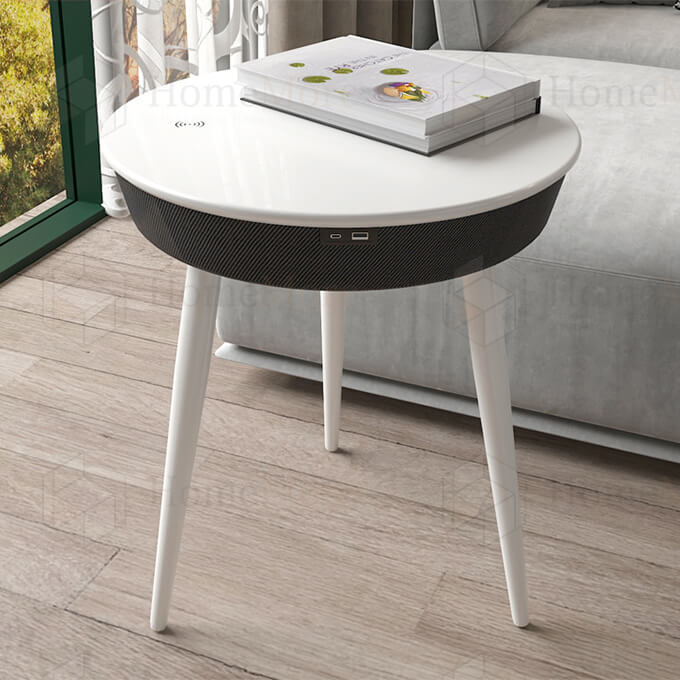Round Side Table With Speaker & Charger 02