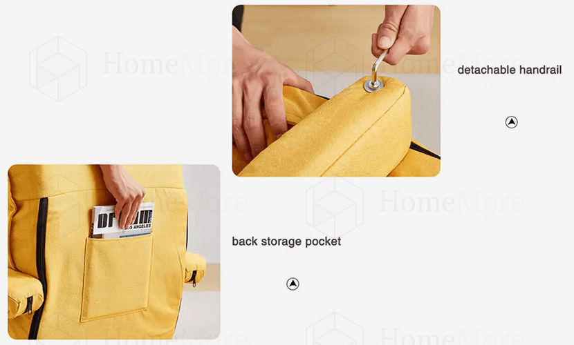 Folding Lazy Chair Detachable Handrail & Back Storage Pocket