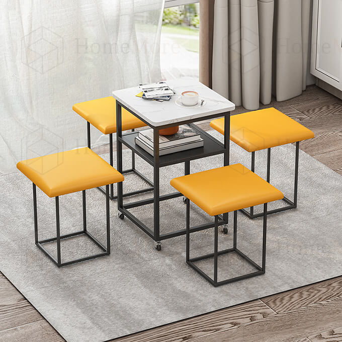 Storage Shelf Orange 5-In-1 Magic Cube Ottoman 03