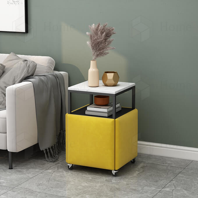 Storage Shelf Yellow 5-In-1 Magic Cube Ottoman 01