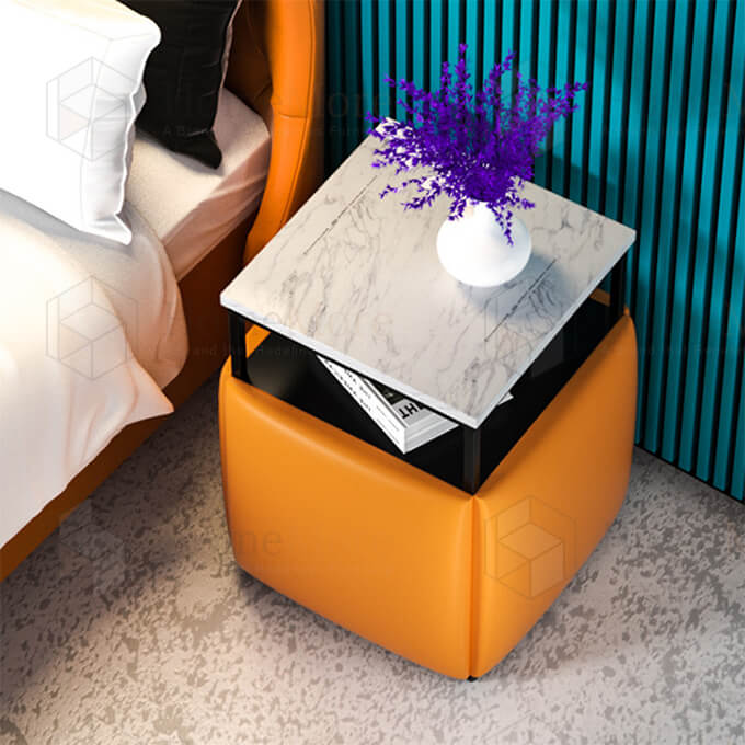 Storage Shelf Orange 5-In-1 Magic Cube Ottoman 05