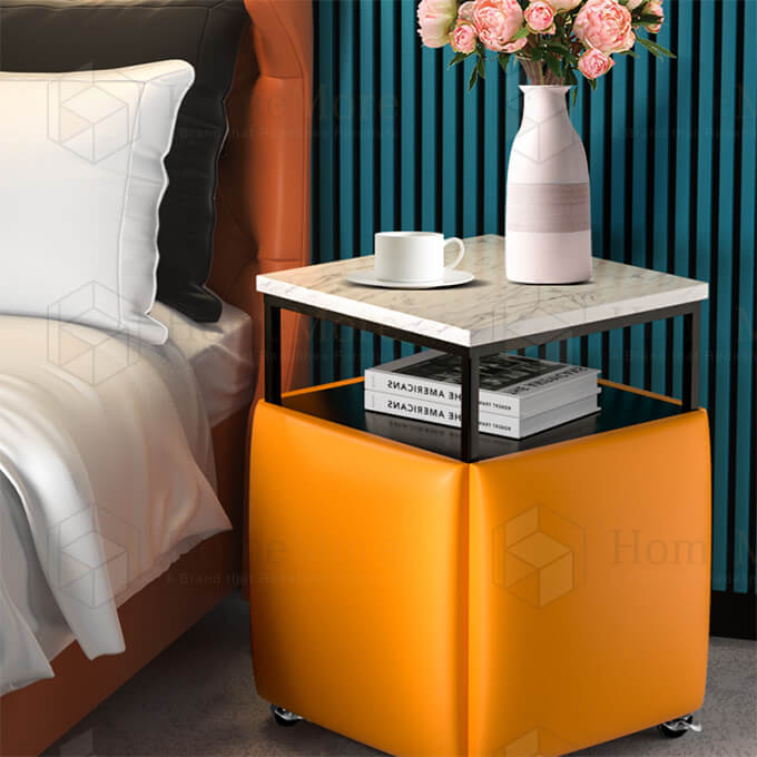 Storage Shelf Orange 5-In-1 Magic Cube Ottoman 04
