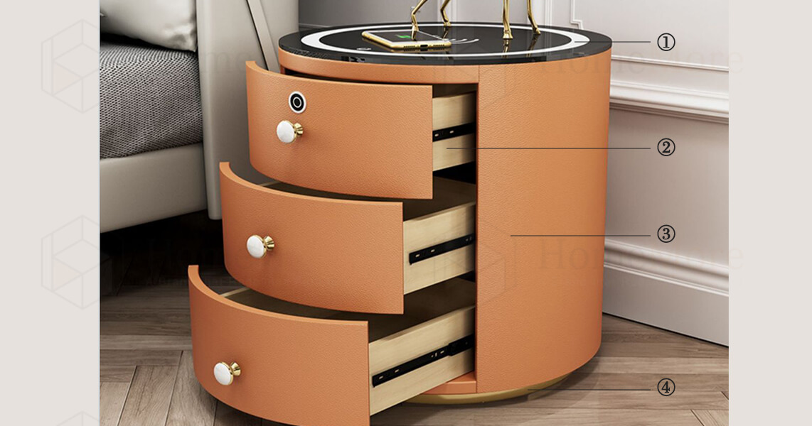 Orange Bedside Round Table Wireless Charger feature 2