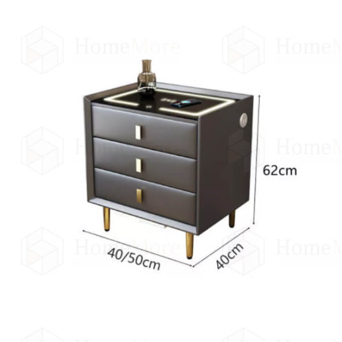 Black Square 3 Drawer Table With Charger product size 2