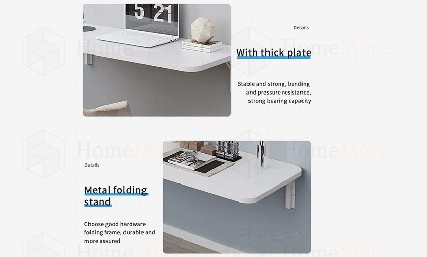 Floating Shelf & Table with thick plate Metal folding stand