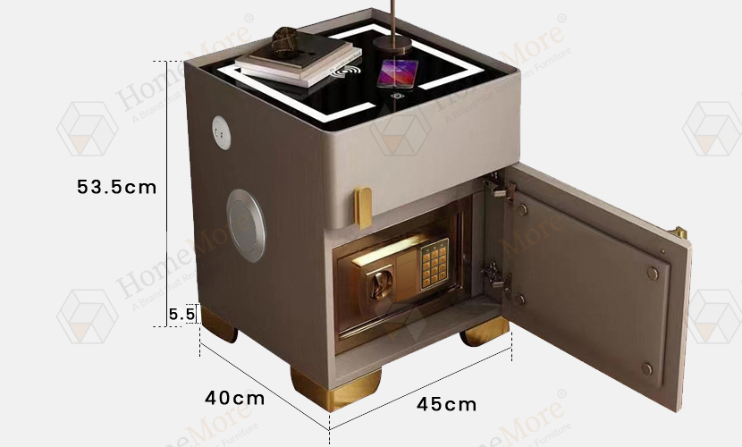 wireless charging nightstand with safe box
