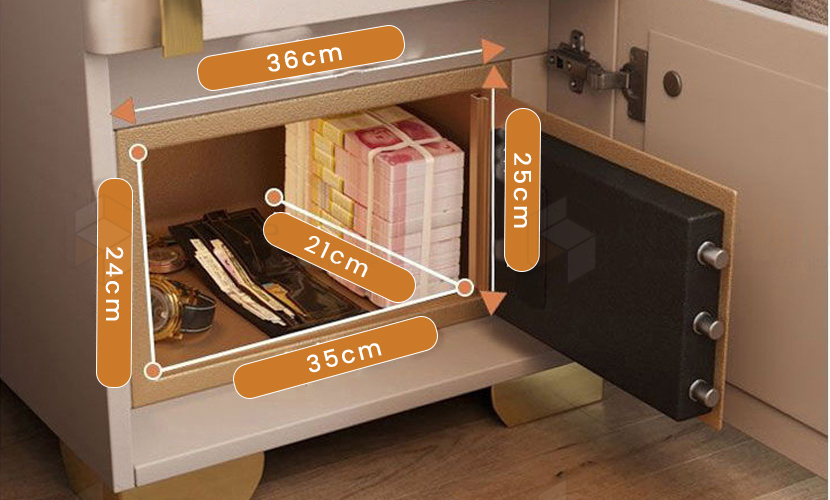 bedside table with safe case