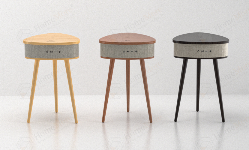 smart side table with wireless charging bluetooth speaker
