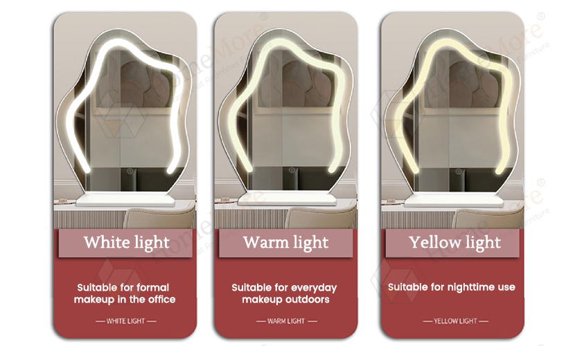 three colors lighting makeup mirror